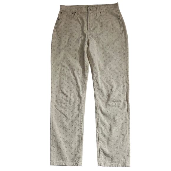 Madewell The Perfect Vintage Embroidered Eyelet Jean 26 Women’s Pearl Ivory - Picture 2 of 6